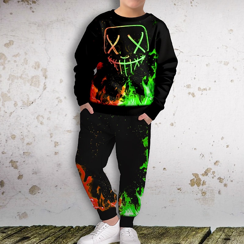 Boys 3D Abstract Sweatshirt & Sweatpants Set Set Long Sleeve 3D Printing Fall Winter Active Fashion Cool Kids 3-12 Years Outdoor Vacation Street Regular Fit2