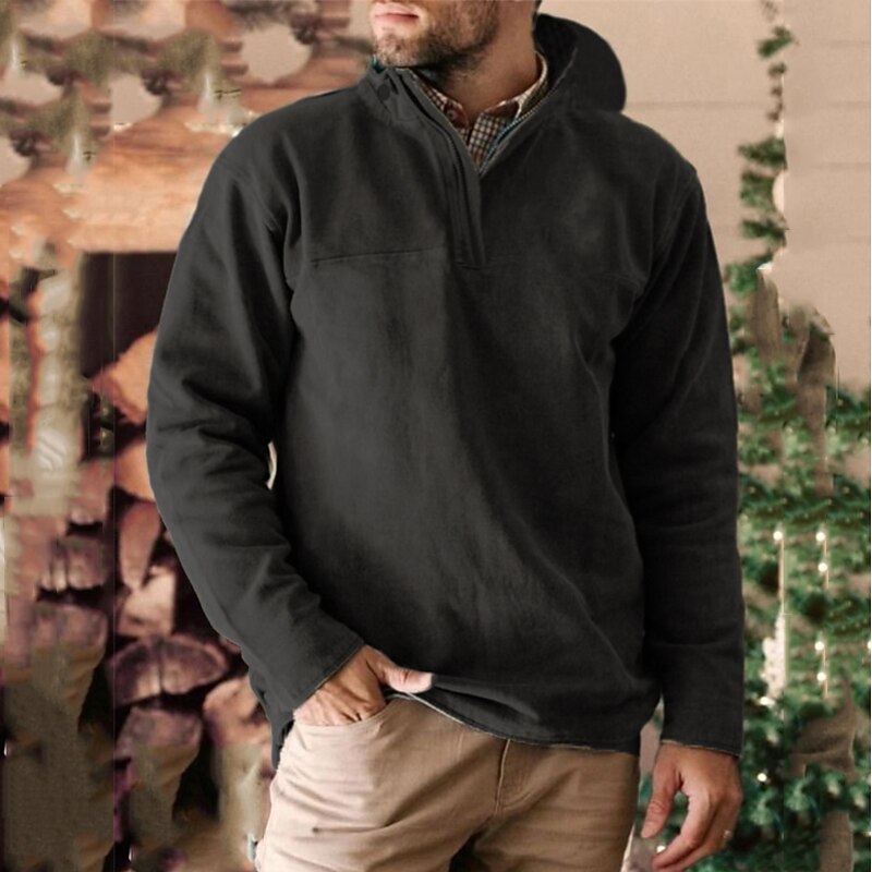 Men's Hoodie Black Navy Blue Brown Gray Hooded Plain Sports & Outdoor Daily Holiday Streetwear Cool Casual Spring &  Fall Clothing Apparel Hoodies Sweatshirts  Long Sleeve4