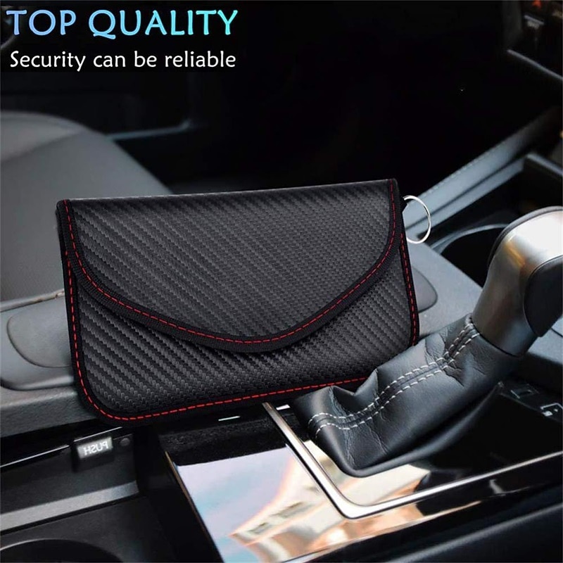 1pc Faraday Bag For Phones Car Keys RFID Signal Blocking Bag Carbon Fiber Case Privacy Protection Key Fob, Anti-Tracking Anti-Hacking Case BlockerYou can clic4