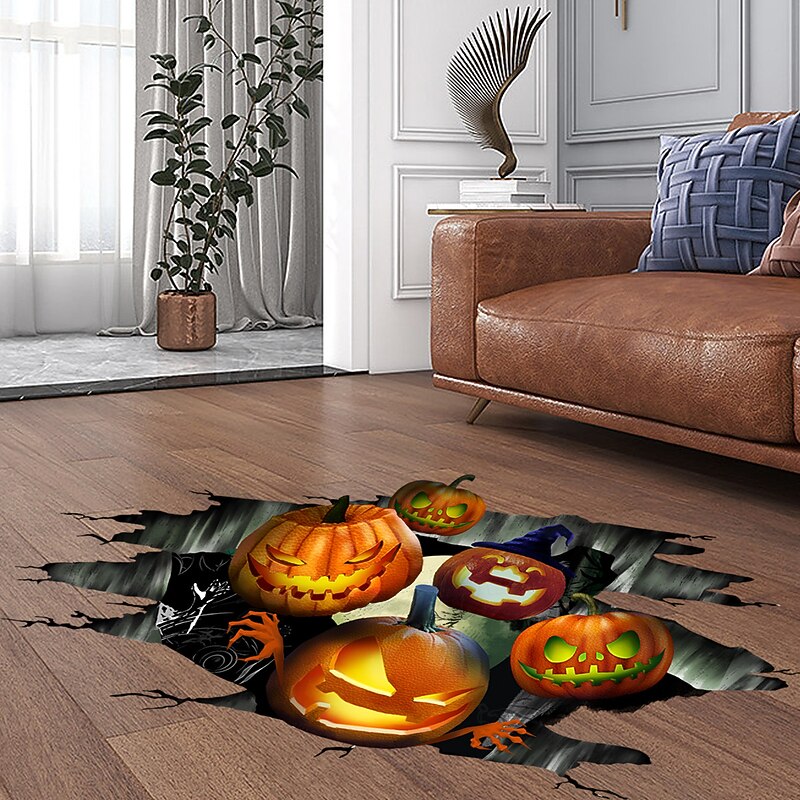 3D Halloween Wall Decals Removable, Pumpkin Halloween Wall Stickers Halloween Floor Decals, Scary Wall Decals Stickers Decorations for Bedroom, Halloween Wall Window Stickers Clings for Glass Window2