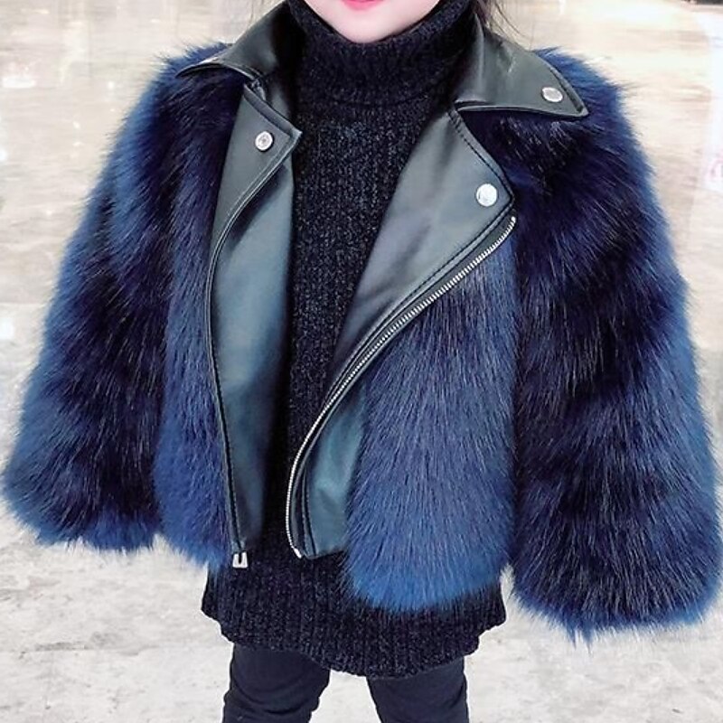 Kids Girls' Faux Fur Coat Solid Color Fashion Tassel Fringe Formal Coat Outerwear 2-12 Years Spring Wine Red Black White4