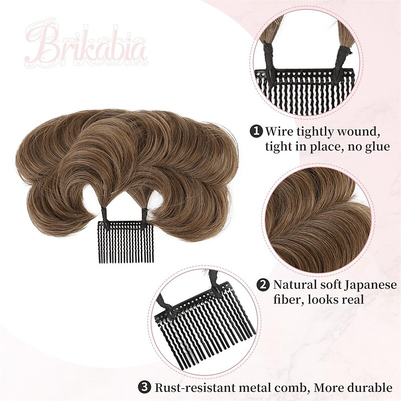 Messy Bun Hair Piece Side Comb Clip in Messy Hair Bun Short Wired Updo Extension for Women Tightness Adjustable Easy Hairpiece2