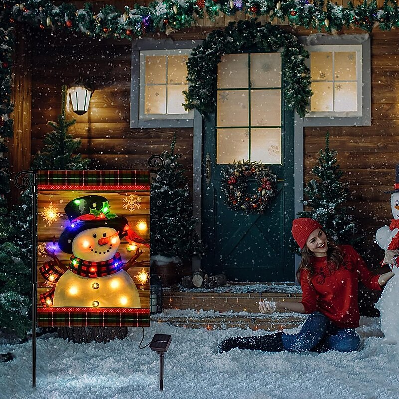Christmas LED Snowman Garden Flag Winter Yard Garden Flag4