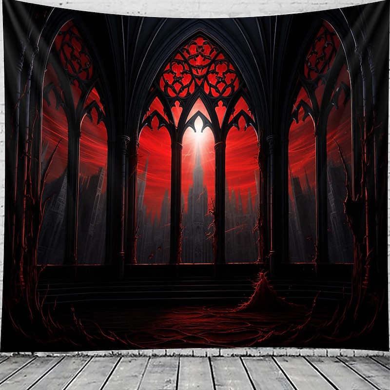 Halloween Wall Tapestries Castle Vintage Dark Punk Gothic Style Home Decor4