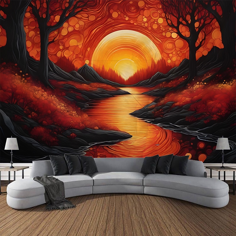 Psychedelic Abstract Forest Hanging Tapestry Wall Art Large Tapestry Mural Decor Photograph Backdrop Blanket Curtain Home Bedroom Living Room Decoration2