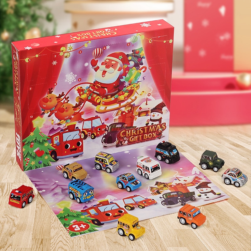 Christmas Advent Calendar 2025, Advent Calendar Children with 24 Days Countdown Pulls Back Cars Toy Christmas Countdown Calendar Blind Box Gift for Kids Boys and Girls2