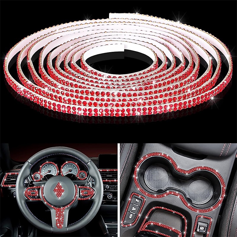 StarFire 5M Bling Car Trim Self Adhesive Bling Car Interior Exterior Car Accessories For Women Car Dashboard Decorations3