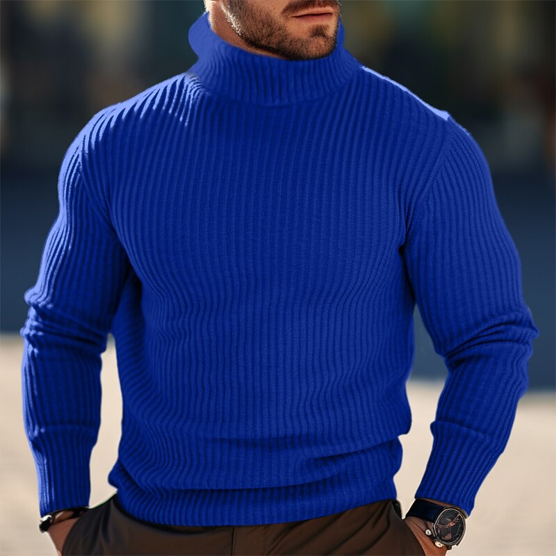 Men's Turtleneck Sweater Wool Sweater Pullover Sweater Jumper Jumper Ribbed Knit Regular Tops Knitted Slim Fit Plain Turtleneck Modern Contemporary Work Daily Wear Clothing Apparel Winter Black Red M4