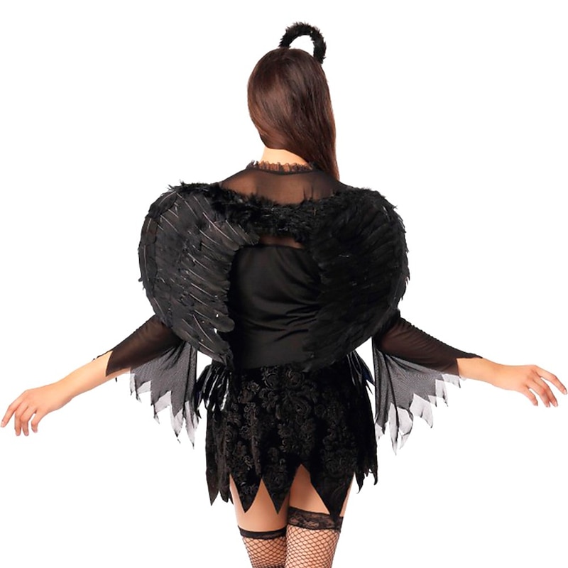 Bride Fallen Angel Ghost Bride Halloween Cosplay Costume Outfits Angels of Death Cosplay Vacation Dress Sexy Fashion Double Layered Teen Adults' Women's Female Carnival Masquerade Day of the Dead4