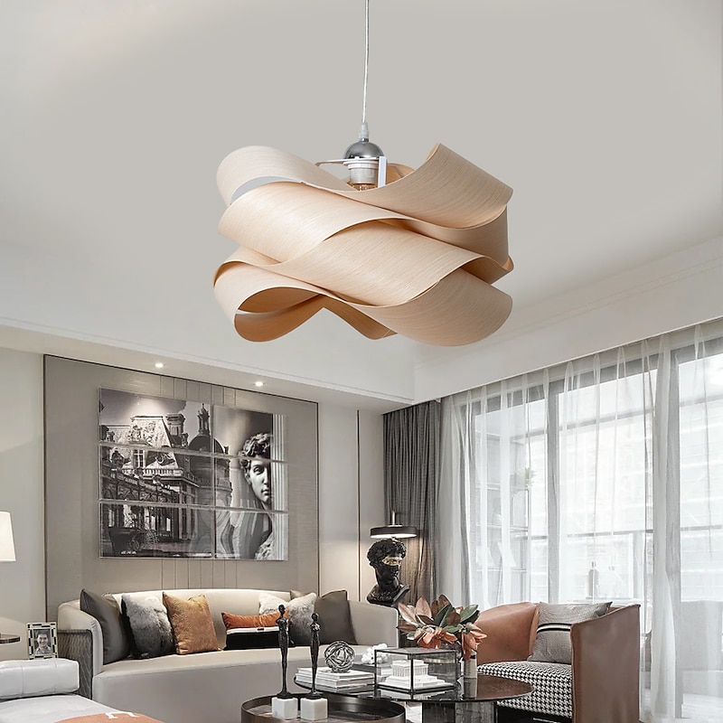Chandeliers 45/60cm Wood Unique Flower Design Pendant Lighting E27 Ceiling Light Fixture Fixtures for Dining Room Kitchen Living Room Bedroom 110-240V2