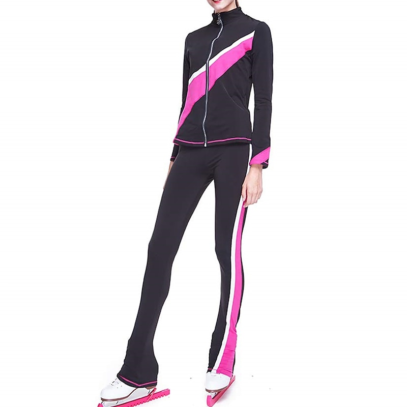 Figure Skating Jacket with Pants Women's Girls' Ice Skating Outfits Black Stretchy Training Competition Skating Wear Thermal Warm Long Sleeve Ice Skating Figure Skating2