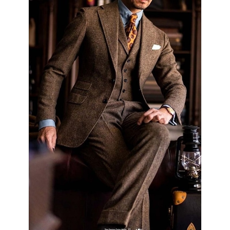 Men's Wedding Suits Notch Light Blue Burgundy Solid Colored Tailored Fit 3 Piece Single Breasted Two-buttons