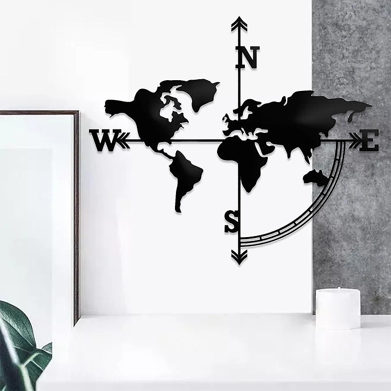 1pc World Map Metal Wall Art Outdoor Decor Rust Proof Wall Sculpture Ideal For Garden, Home, Farmhouse, Patio And Bedroom2