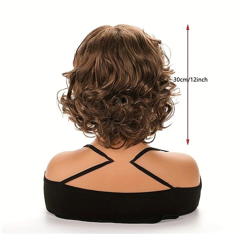 Synthetic Wig Curly Neat Bang Wig Blonde Short Blonde Synthetic Hair Women's Soft Natural Adjustable Blonde4