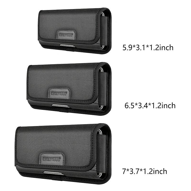 4.7-6.8 Inch Nylon Cloth Phone Belt Clip Horizontal Carrying Pouch With Card Slot4