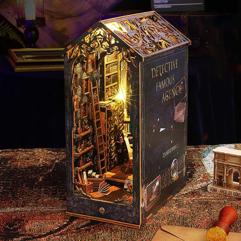 DIY Hut Detective Name Society 3D 3D Assembled Bookstand House Miniature Model Architectural Toy Birthday Gift3
