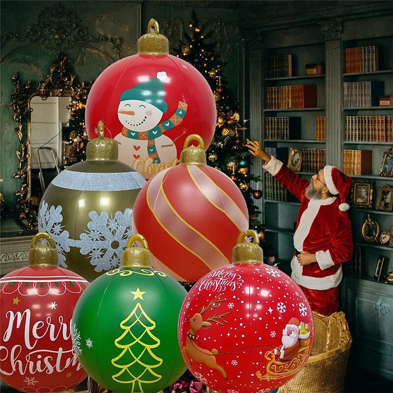 60CM Outdoor Christmas Inflatable Decorated Ball Light with Remote Controller, PVC Huge Large Christmas  Ornaments for Xmas Tree Party Garden Decorations Toy Ball with Colorful Light2