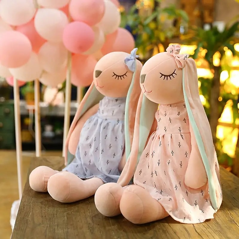 35CM/14inch Cute Bunny Doll Plush Toy Doll Baby Soothing Rabbit Doll Sleeping Doll Stuffed Animals Kids Plushie Doll Toy