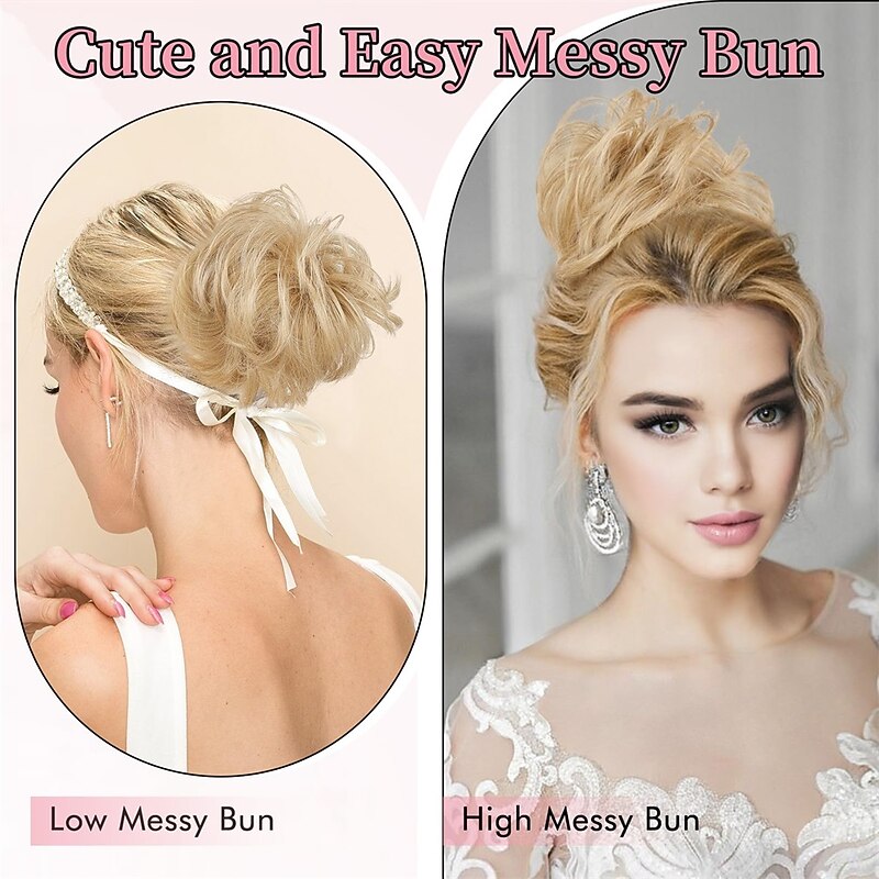 Messy Bun Hair Piece Side Comb Clip in Messy Hair Bun Short Wired Updo Extension for Women Tightness Adjustable Easy Hairpiece4