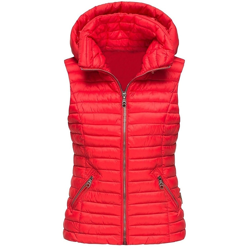 Women's Hiking Vest Quilted Puffer Vest Sleeveless Outerwear Outdoor Thermal Warm Windproof Lightweight Winter Pocket Polyester Black White Red Hunting Fishing Camping / Hiking / Caving4