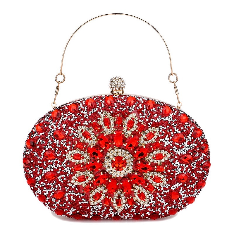 Women's Luxury Blue Crystal Evening Clutch – Rhinestone Handbag with Handle for Weddings, Parties, and Formal Events 13