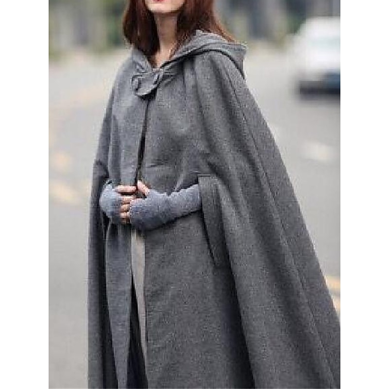 Women's Cloak / Capes Outdoor Daily Wear Going out Fall Winter Long Coat Regular Fit Windproof Warm Stylish Classic Style Casual Jacket 3/4 Length Sleeve Plain Oversize Black Blue Army Green4