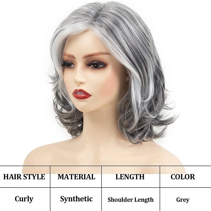 Short Grey Curly Wigs for Women Short Grey Wavy Wig Natural Looking Mxied Gray Wig Synthetic Hair Replacement Wigs For Daily Party Use4