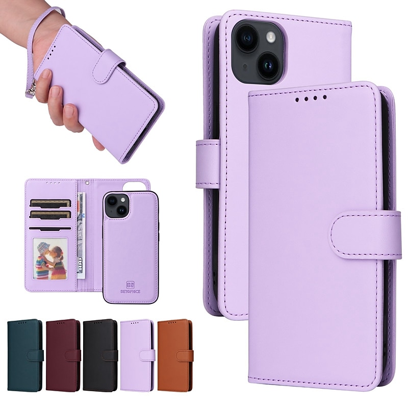 Phone Case For iPhone 17 Pro Max 17 Air 16 15 14 Pro Max Plus 13 12 11 Pro Max Mini Magnetic Adsorption Wallet Case with Stand Holder Magnetic Full Body Protective Solid Color TPU PU Leather