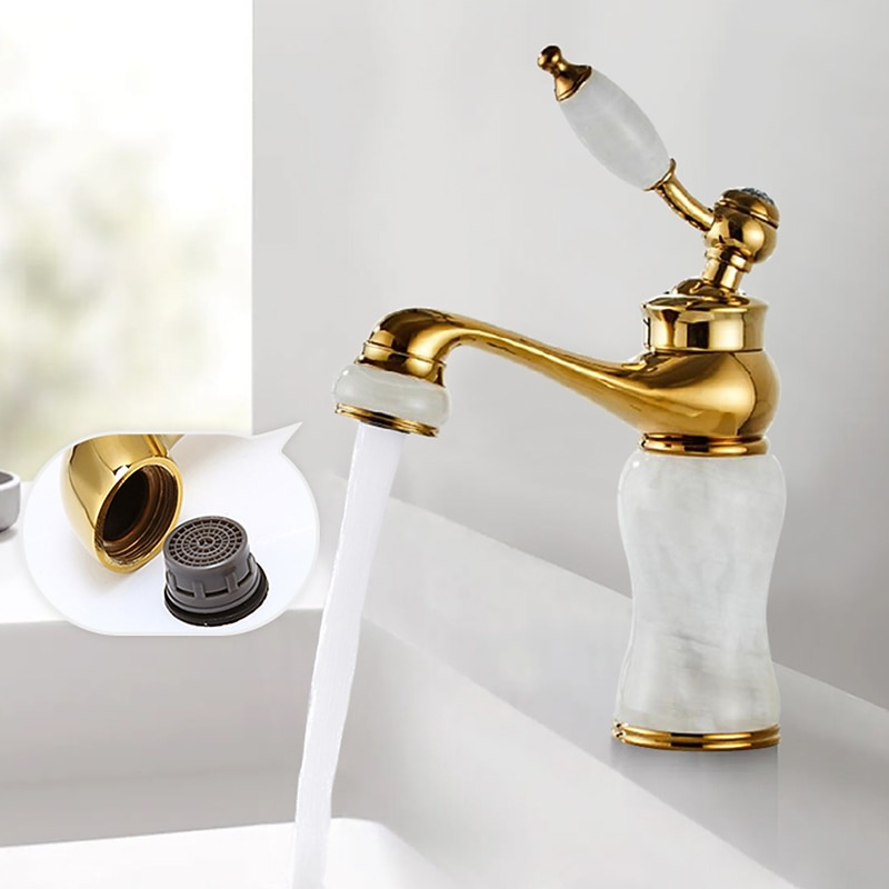Widespread Bathroom Sink  Mixer Faucet - Electroplated Centerset Handle One HoleBath Taps, Brass Basin Taps Single Handle with Hot and Cold Hose4
