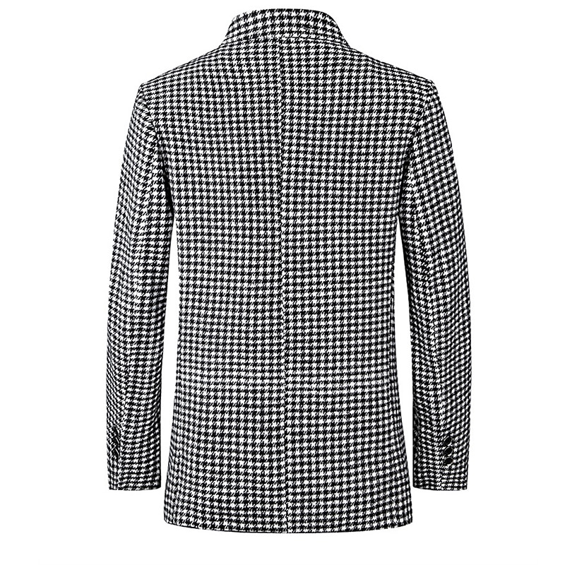 Men's Blazer Cocktail Attire Business Formal Evening Wedding Party Fashion Casual Spring &  Fall Polyester Plaid / Check Geometic Pocket Buttons Casual / Daily Single Breasted Blazer White Camel2