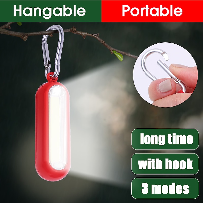 Portable Mini COB LED Keychain Pocket Flashlight 3 Modes LED Flashlight Battery Powered Outdoor Camping Hiking Fishing Torch3
