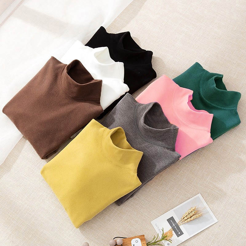 Kids Girls' T shirt Solid Color School Long Sleeve Active Cotton 7-13 Years Spring Black White Yellow2
