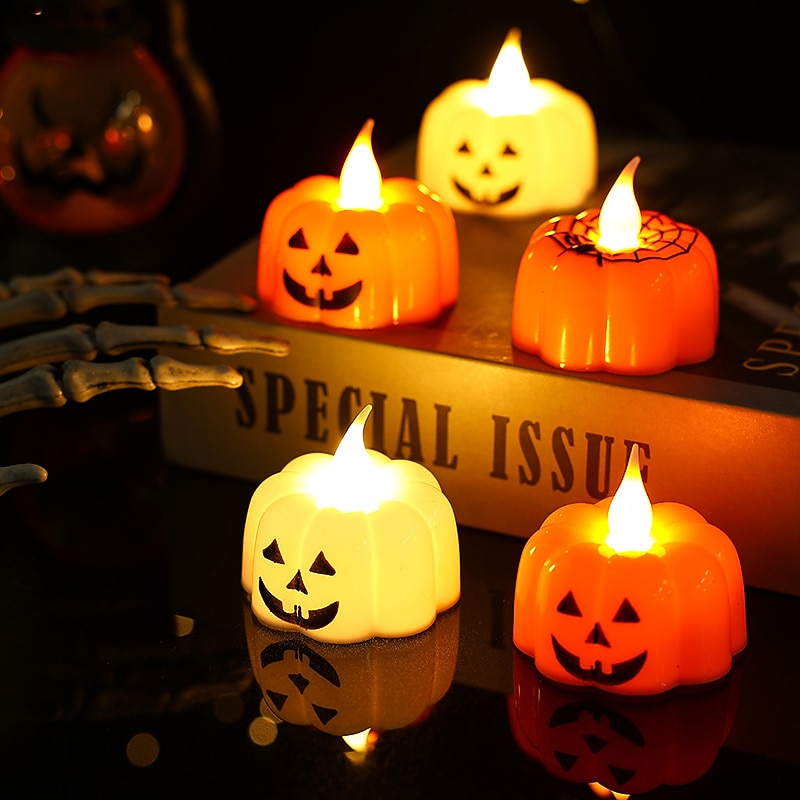 Halloween Decorations Pumpkin Candle Lamp LED Electronic Light Up Pumpkin Lamp Atmosphere Jack O Lantern Decoration Lamp Luminous Toy Party Decoration Supplies Children's Toy Halloween Candle Lamp4