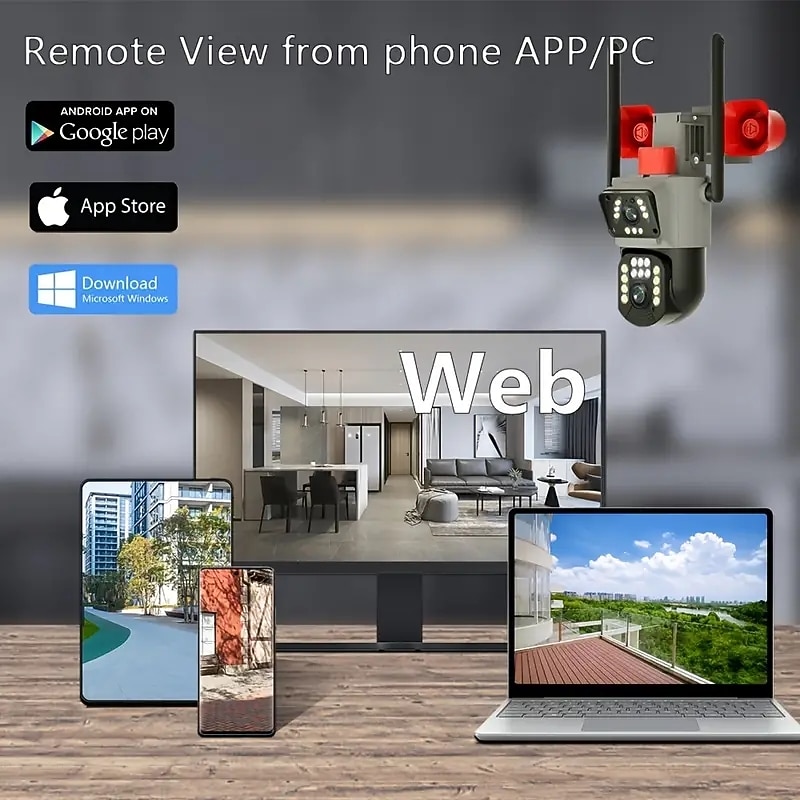 EVKVO 5MP Dual Lens Wireless Security Cameras 10X Digital Zoom Color Night Vision 2-way Audio PTZ Remote Control Auto Tracking Preset Points & Cruise Functions For Home Security4