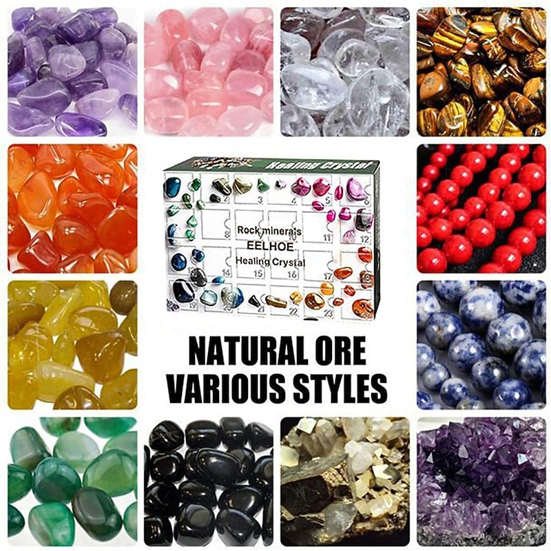 Christmas Advent Calendar 24 Grid Mineral Green Gift Box Christmas Surprise Guess Music Blind Box Crafts for Christmas Gifts