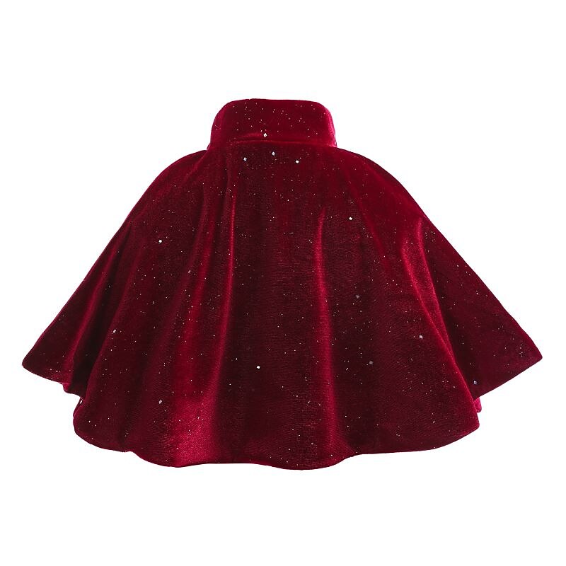 Kids Girls' Cape Solid Color Active Sequins Formal Coat Outerwear 2-9 Years Spring Wine Red2