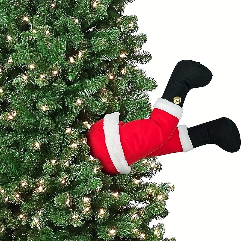 1pcs Santa Prosthetic Leg Dinner Table Decor Christmas Decor Fireplace Decor Xmas Holiday Tree Ornament Inflatable Santa Legs Santa Legs for Chimney Festival Home Decoration Window2