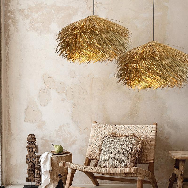 Rattan Pendant Light 40/50cm Retro Suspension Lamp Woven Hanging Lamp Wicker Lampshade Hanging Light Fixture for Dining Table Restaurant 110-240V3