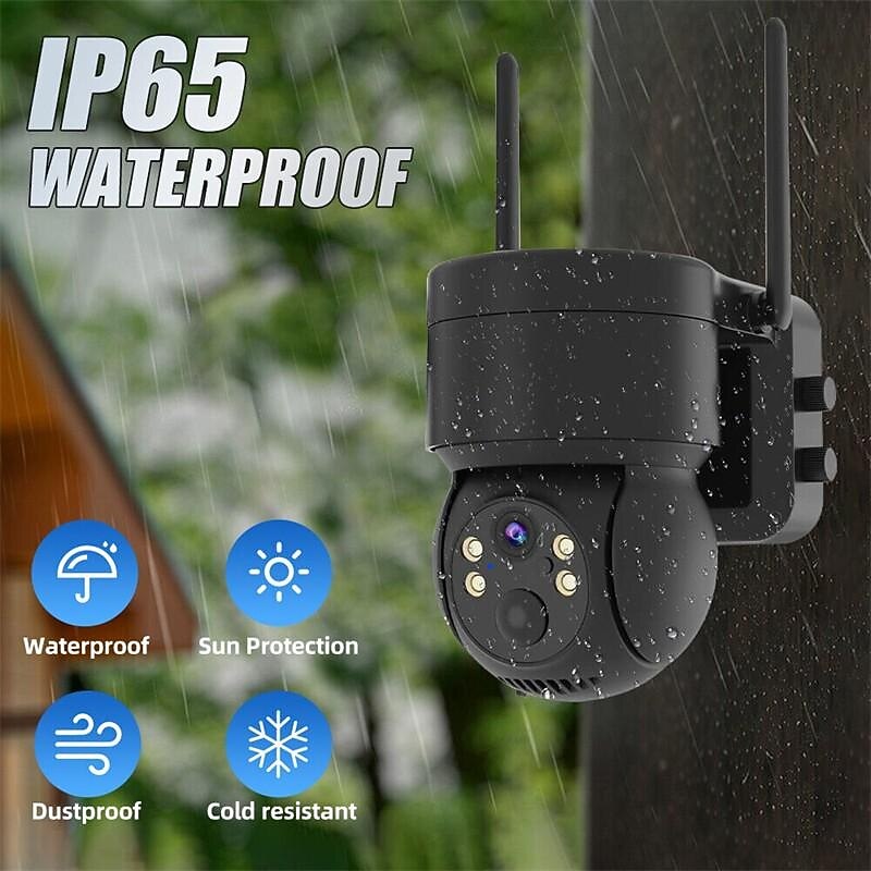 Solar Charging Waterproof Outdoor IP Security Surveillance Cam Wireless WiFi PTZ Camera Speed Dome CCTV Full Color Night Vision Motion Detection Built-in Large Batteries Two-Way Audio3