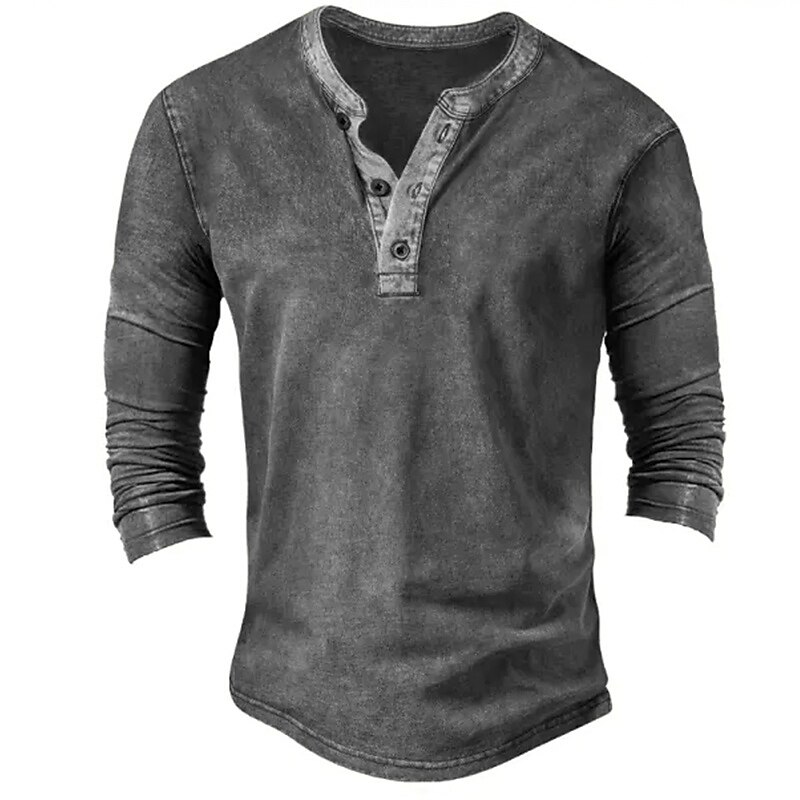 Men's Button T Shirt T Shirt Henley Shirt Tee Top Long Sleeve Henley Spring &  Fall Color Block Fashion Designer Basic Vacation Street Going out Navy Blue Green Coffee Top Tee for Men2