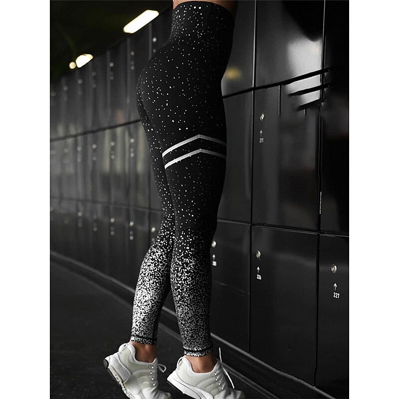Women's Leggings Cozy Leggings Fashion Streetwear Casual Full Length High Waist Print Printing High Cut Comfort Breathability Soft Micro-elastic Vacation Yoga Sports & Outdoor Dark-Gray Black hot2