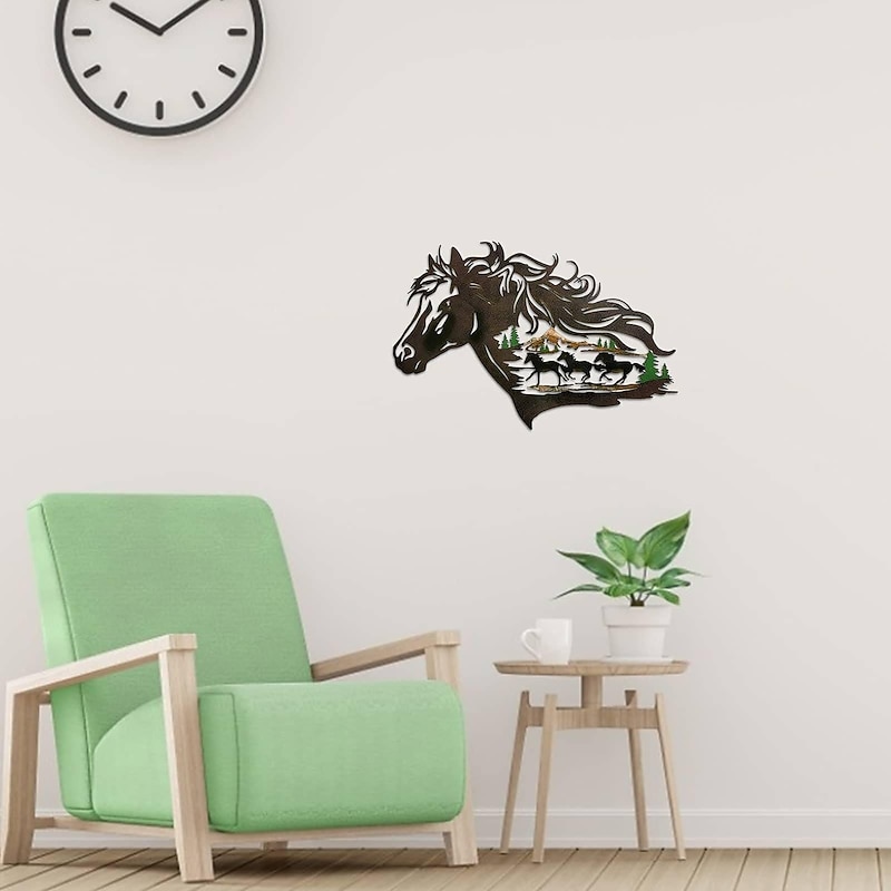 1pc Horse Metal Wall Art Outdoor Decor Rust Proof Wall Sculpture Ideal For Garden, Home, Farmhouse, Patio And Bedroom4