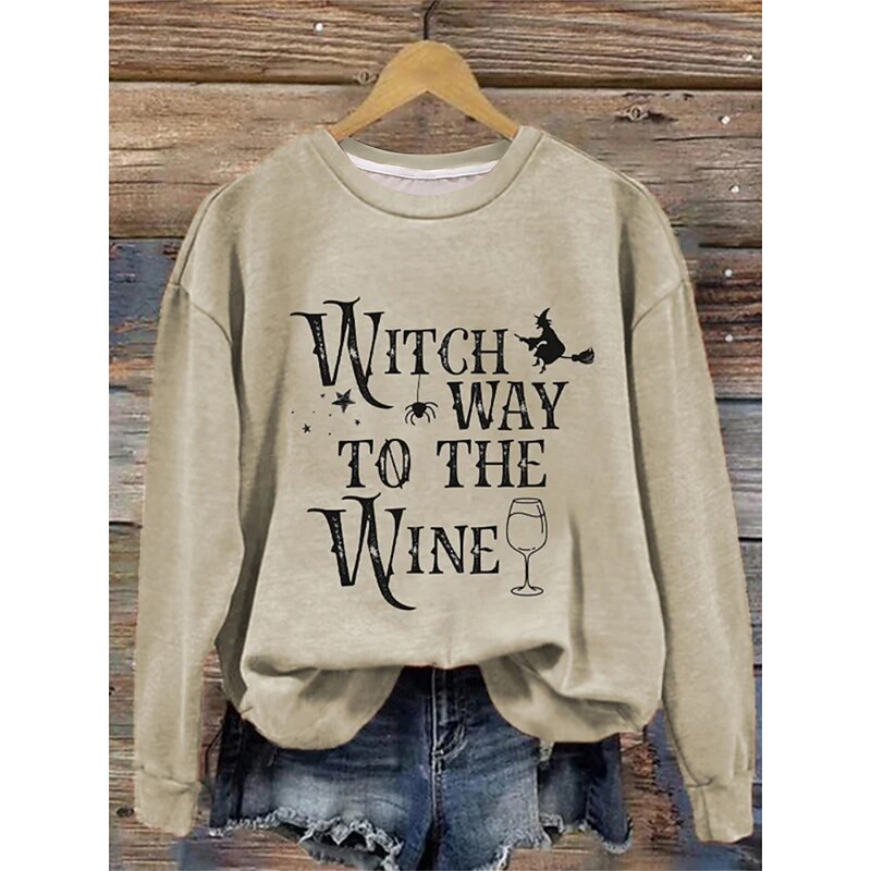 Halloween Women's Sweatshirt Sweatshirt Pullover Polyester Letter Casual Sports Basic Neon & Bright Round Neck Long Sleeve Top Micro-elastic Fall & Winter2