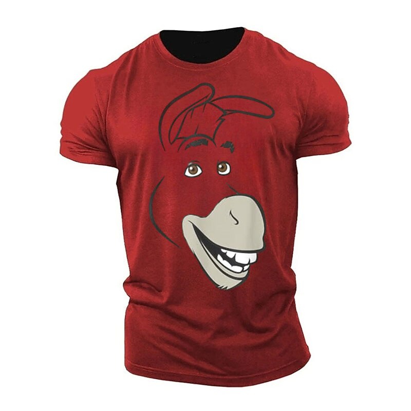 Men's Cartoon T Shirt Tee Top 100% Cotton Short Sleeve Graphic Shirt Heather Gray White Red Comfortable Tee Sports Outdoor Holiday Fashion Designer Clothing3