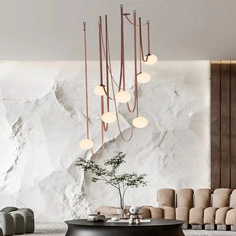 LED Pendant Light 1/3/5/7-Light Cluster Design Glass Globle Hemp Rope Chandelier Light Modern Black Pink Chandeliers Pendant Light Fixture Ceiling Flush Mount Light Fixture 110-240V2