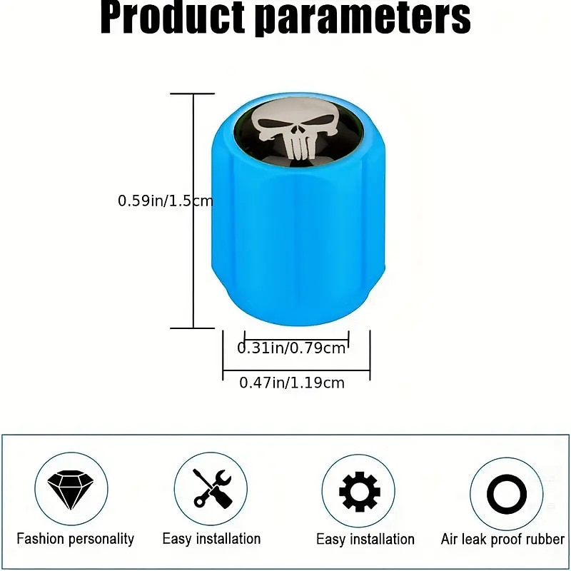 50pcs Fluorescent Skull Car Tire Valve Valve Stem Cover, ABS Corrosion Resistant Wheel Valve Cover, Glow In The Dark, Car Decoration Accessories4