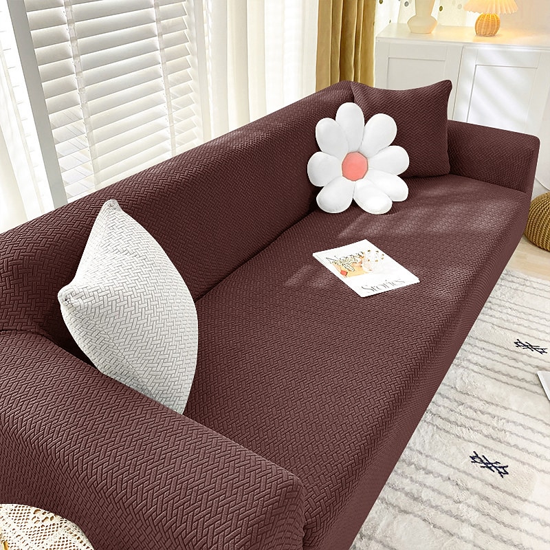 Stretch Sofa seat Cushion Cover Slipcover Burgundy Elastic Couch Armchair Loveseat Seater Grey Plain Solid Soft Durable Washable2