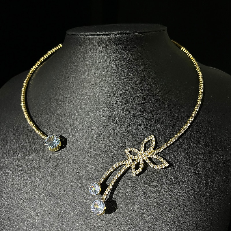 Choker Necklace Rhinestones Women's Fashion Simple Elegant Classic Butterfly Circle Necklace For Wedding Anniversary Wedding Guest dress to impress2