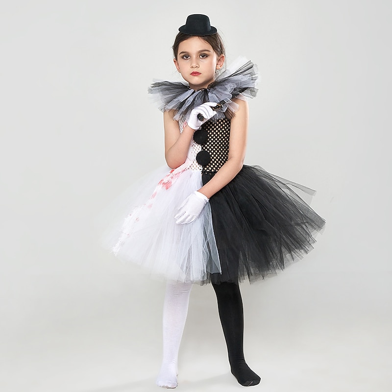 Clown Pennywise Halloween Dress Cosplay Costume Tutu Halloween Cosplay Halloween Kid's Girls' Halloween Carnival Masquerade Performance Party Halloween Easy Halloween Costumes Dress Up
