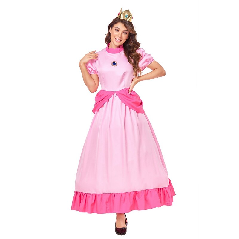Princess Peach Halloween Cosplay Costume Super Bros Cosplay Adults' Women's Carnival Masquerade Mardi Gras Carnival Performance Halloween Easy Halloween Costumes Dress Up2